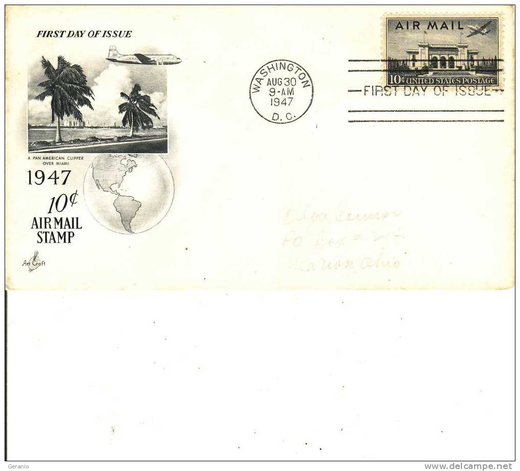 FDC   AIR MAIL STAMP 1947 - Andere & Zonder Classificatie