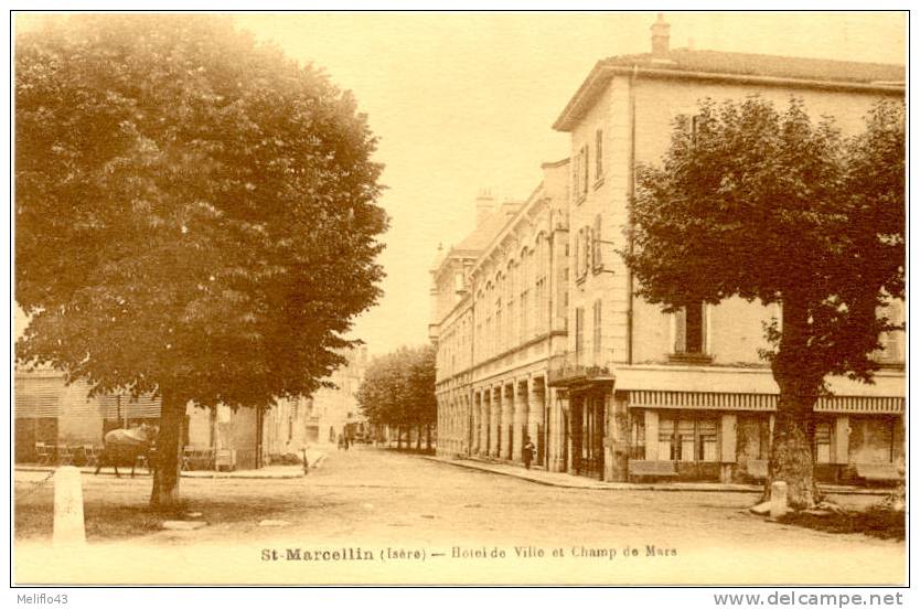 38/ CPA  - St Marcellin - Hotel De Ville Et Champ De Mars - Saint-Marcellin