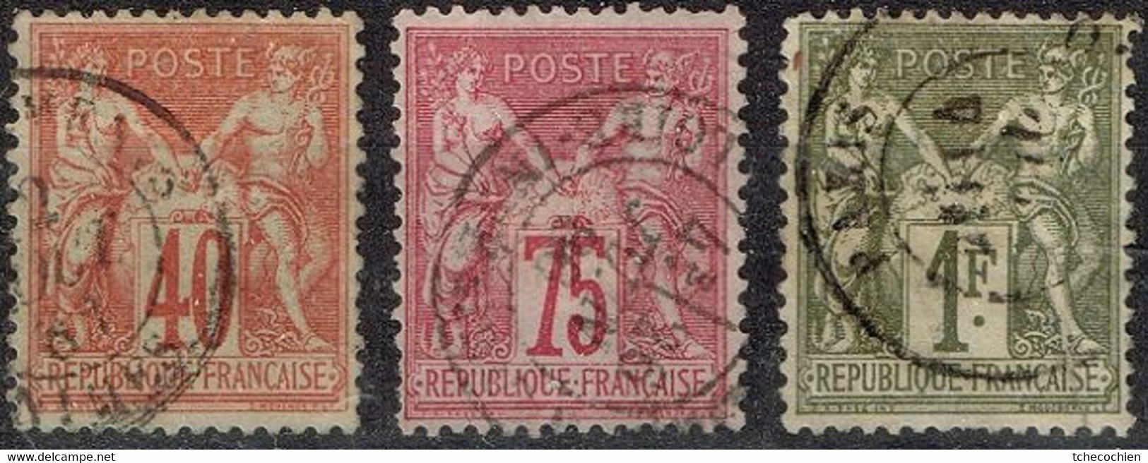 France - 1876-78 - Y&T N° 70 à 72 Oblitérés - Sage Type I - 1876-1878 Sage (Type I)