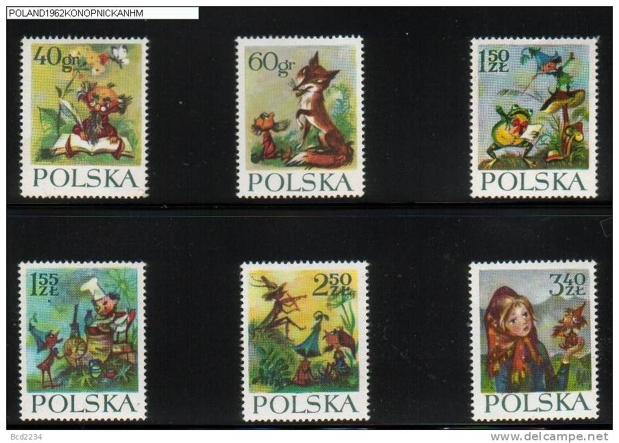 POLAND 1962 FAIRY TALES KONOPNICKA SET OF 6 NHM Children Stories Author Cartoons Fox Poet Journalist Books Frog - Famous Ladies