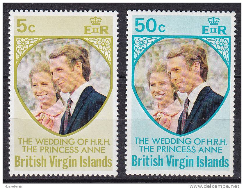 British Virgin Islands 1972 Mi. 256-57 Wedding Of Princess Anne & Mark Phillips MNH** - British Virgin Islands