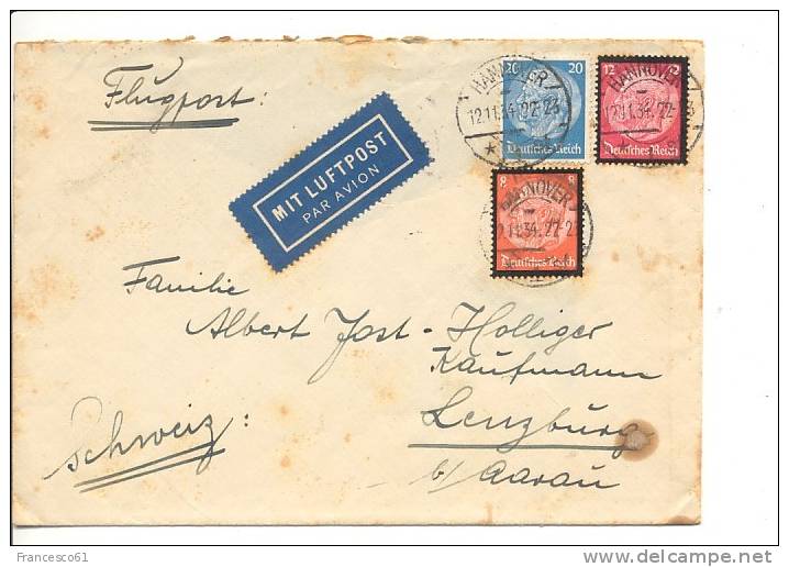 1016$$$ 1934 Germany Deutsches Reich 3 Stamps Luftpost Posta Aerea - Briefe U. Dokumente
