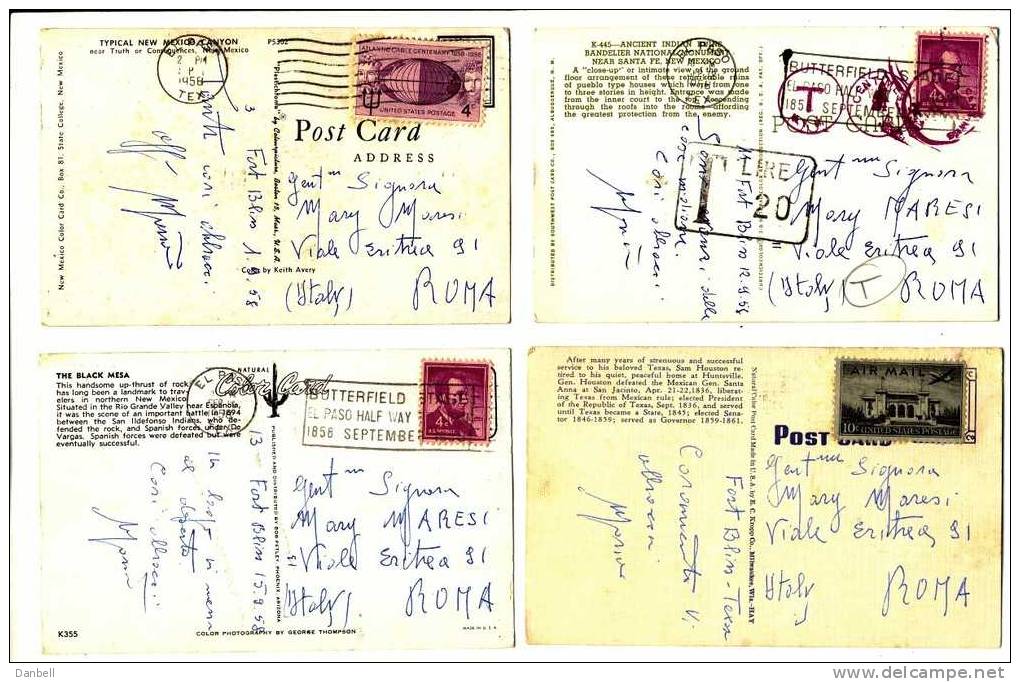 48) USA Texas El Paso Lotto 4 Cartoline 1958 Viaggiate - El Paso