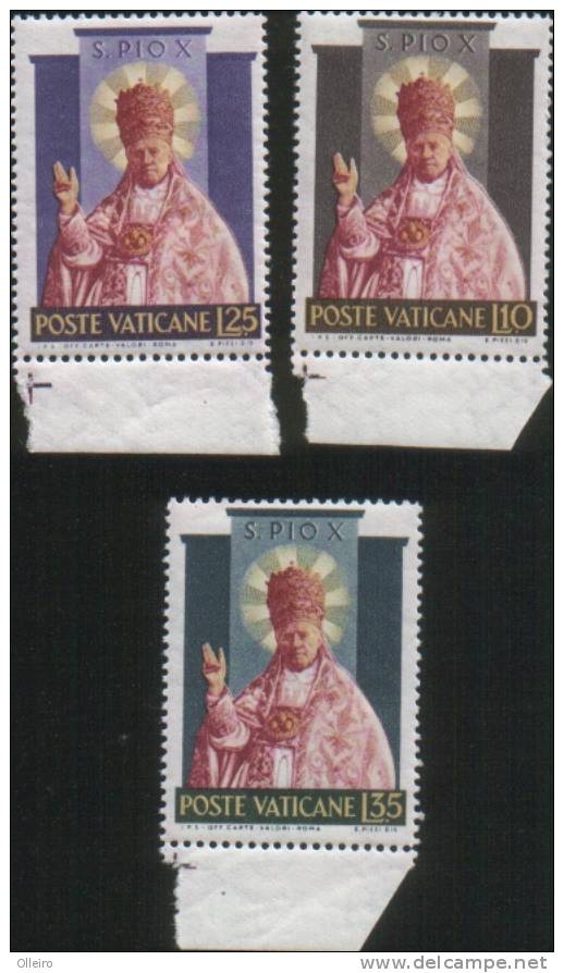 Vaticano Vatikan Vatican 1954-Santificazione Pio X 3v ** MNH - Nuevos