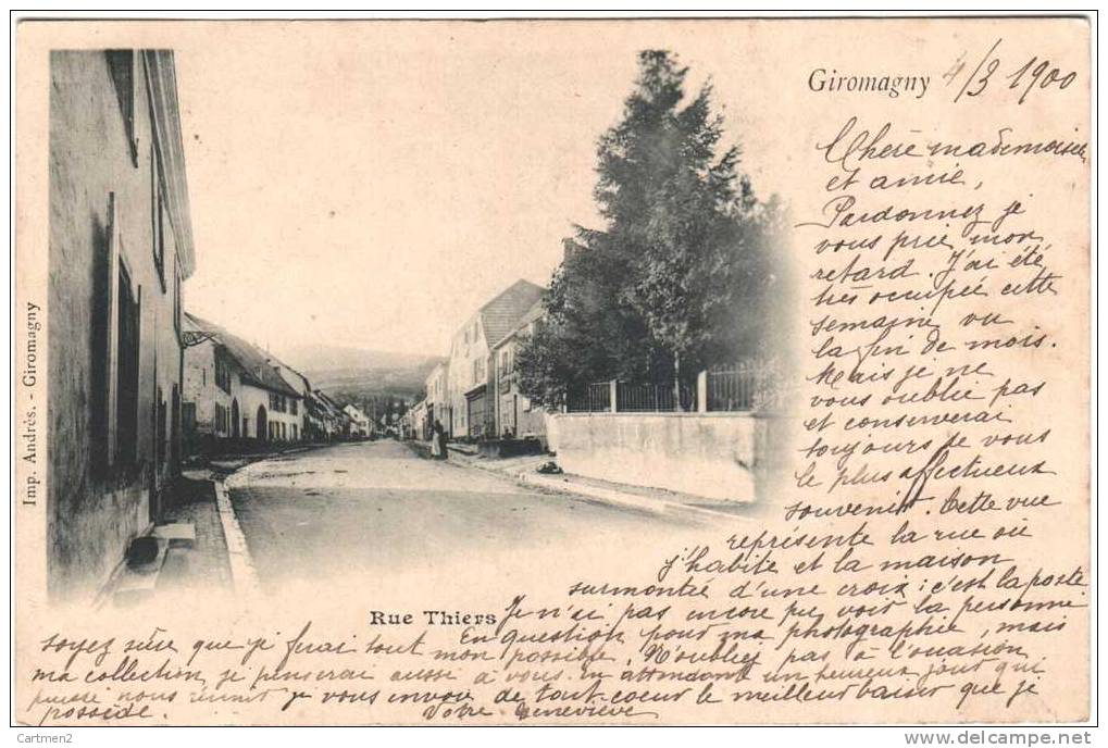 GIROMAGNY LA RUE THIERS EN 1900 TERRITOIRE DE BELFORT 90 - Giromagny