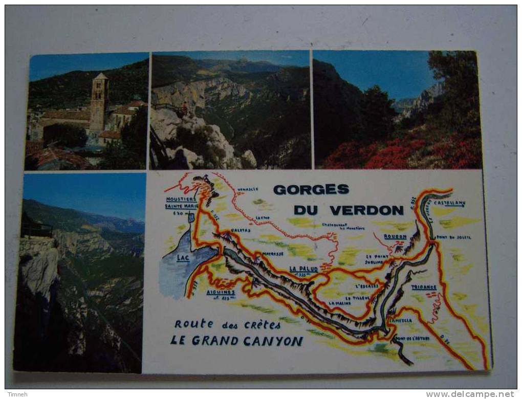N°236.le Circuit Des GORGES DU VERDON-carte Géographique-route Des Crêtes LE GRAND CANYON Aiguines-1987 Marc GUITTENY- - Aups