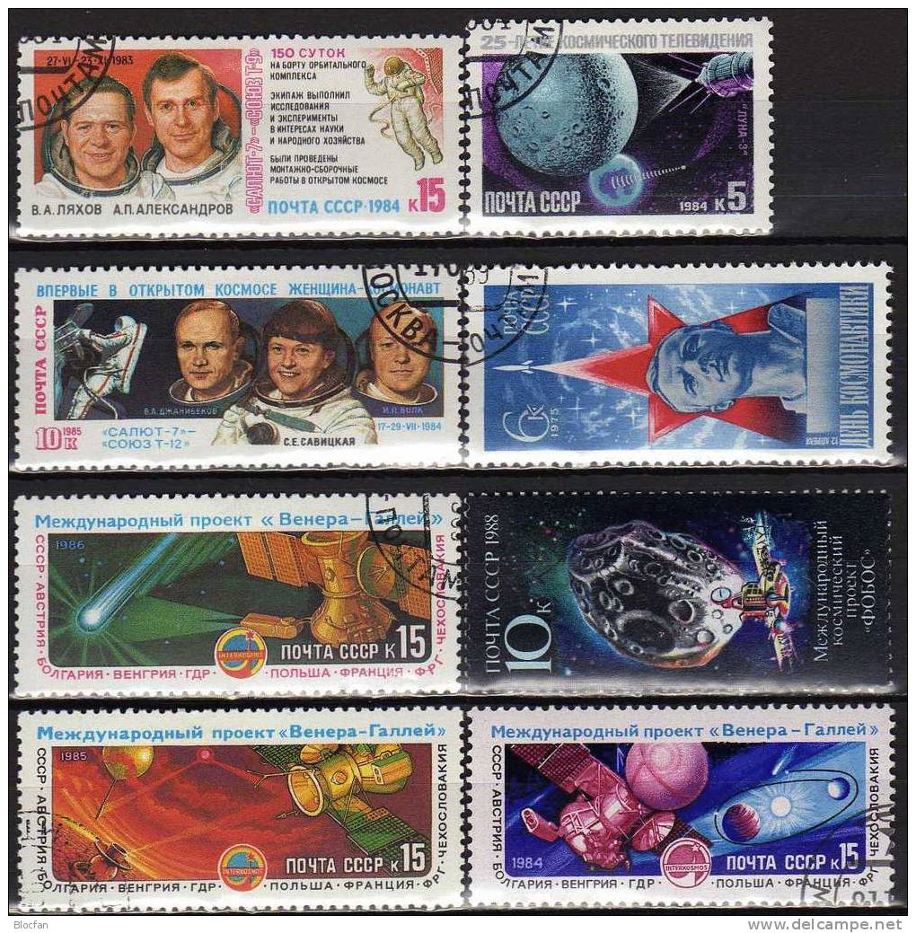 Raumfahrt Ab 1975 Tag Des Kosmos Sowjetunion 4342 O 3€ Kosmonaut Gagarin Raumschiff Sojus Space Set From USSR CCCP SU - Russie & URSS