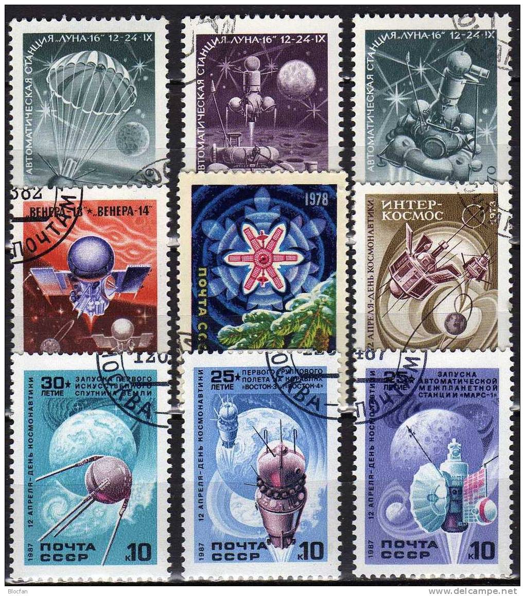 Raumfahrt Ab 1970 Tag Der Kosmonauten Sowjetunion 3838/0 O 2€ Raumschiff Sonde Satellit Mars Space Set From USSR CCCP SU - Russie & URSS