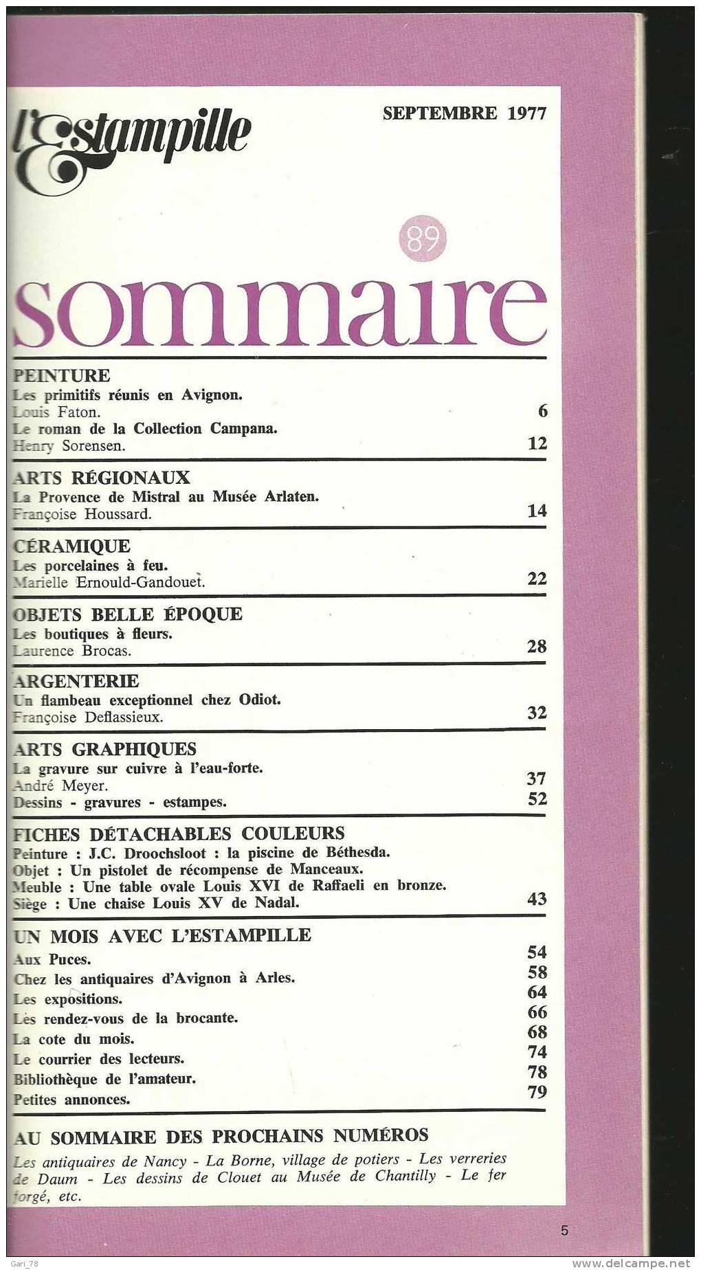 L'ESTAMPILLE  N° 89 Septembre 1977 Merveilleuse Collection De Primitifs En Avignon - Brocantes & Collections