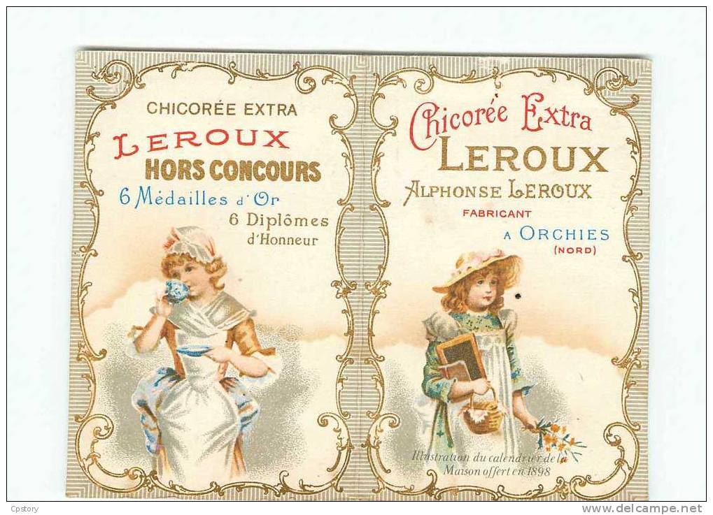 CALENDRIER  CHICOREE LEROUX - Fillettes Au Chapeau - Orchies 59 -  Dos Scané - Tamaño Pequeño : 1971-80