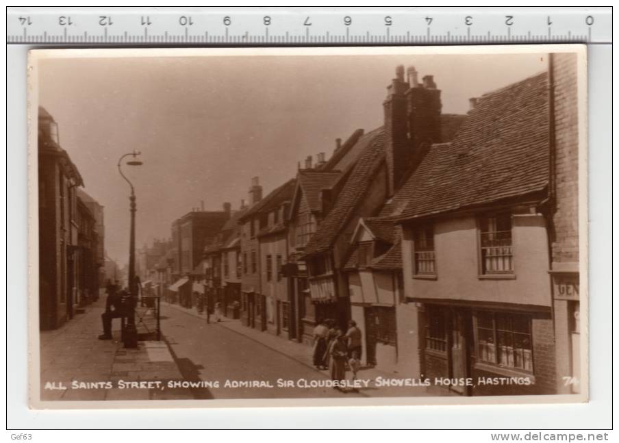 All Saints Street, Showing Admiral Sir Cloudesley Shovell's House, Hastings - Hastings