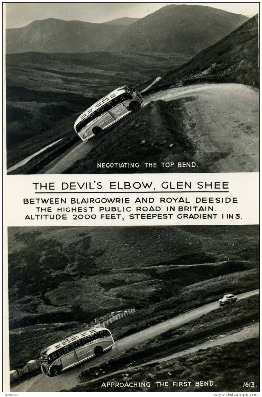 ROYAUME-UNI - GLEN SHEE - CPA - N°1613 - Glen Shee, THE DEVIL'S ELBOW - Between Blairgowrie And Royal Deeside-Bus - Kinross-shire