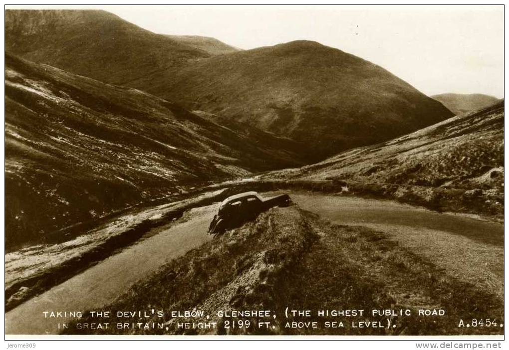 ROYAUME-UNI - GLEN SHEE - CPA - N°A.8454 - Glen Shee, TAKING THE DEVIL´S ELBOW - The Highest Public Road - Kinross-shire