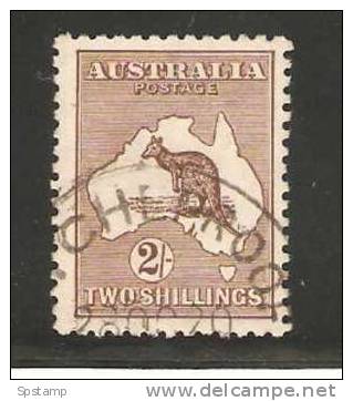 Australia 1915 - 1928  2 Shilling Brown Kangaroo 3rd Wmk FU - Gebruikt