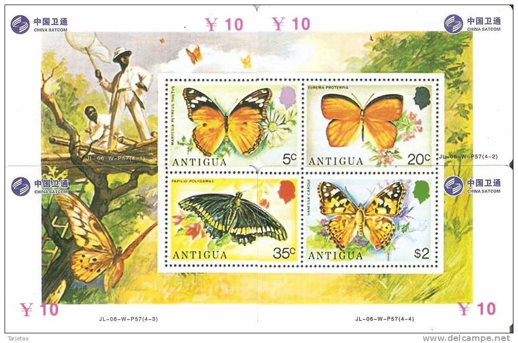 PUZZLE DE 4 TARJETAS DE CHINA CON VARIOS SELLOS DE MARIPOSAS (STAMP-MARIPOSA-BUTTERFLY) - Sellos & Monedas