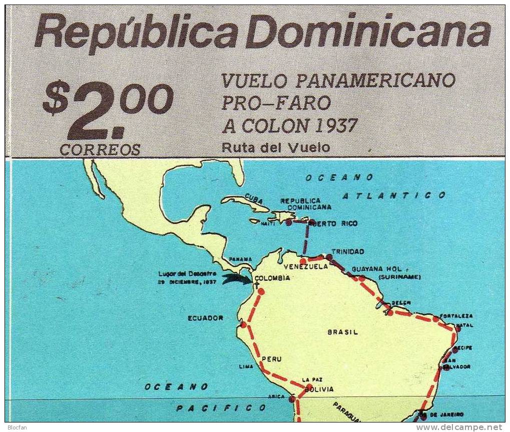 Entdeckung Amerika 1987 Dominicana 339B Plus Block 42 ** 17€ Postflug Für Kolumbus-Mausoleum Columbus Sheet From America - Geographie