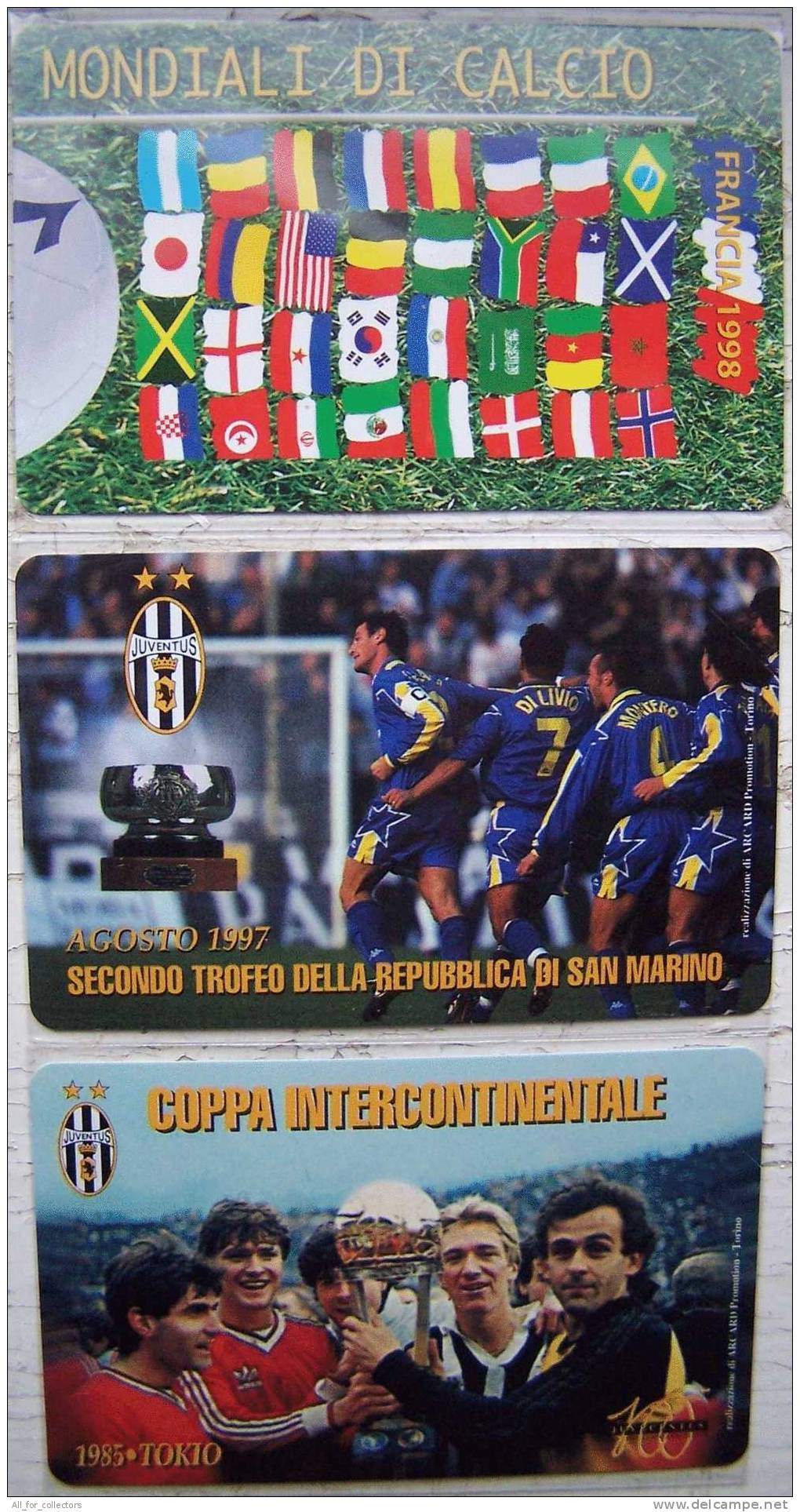 3 Mint FOOTBALL Phone Cards Cartes Karten From SAN MARINO, Juventus, Platini, Francia 1998 Fußball Sport - San Marino
