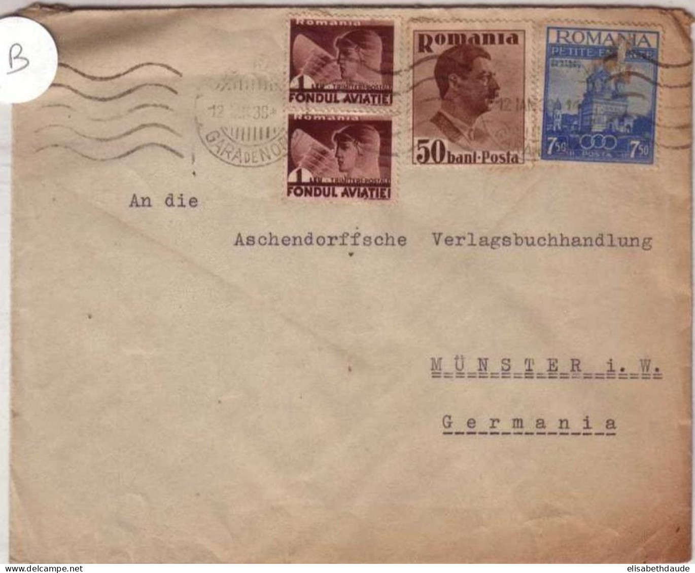 ROUMANIE - 1938 - LETTRE De BUCAREST GARE Du NORD => Münster (WESTPHALIE) - Briefe U. Dokumente