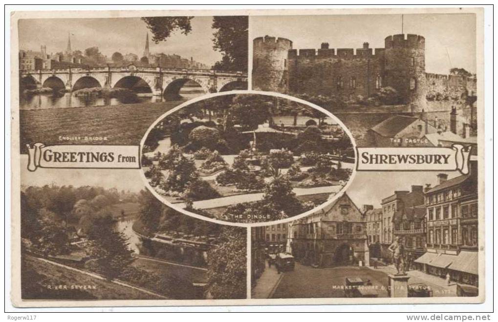 Greetings From Shrewsbury, 1944 Multiview Postcard - Shropshire