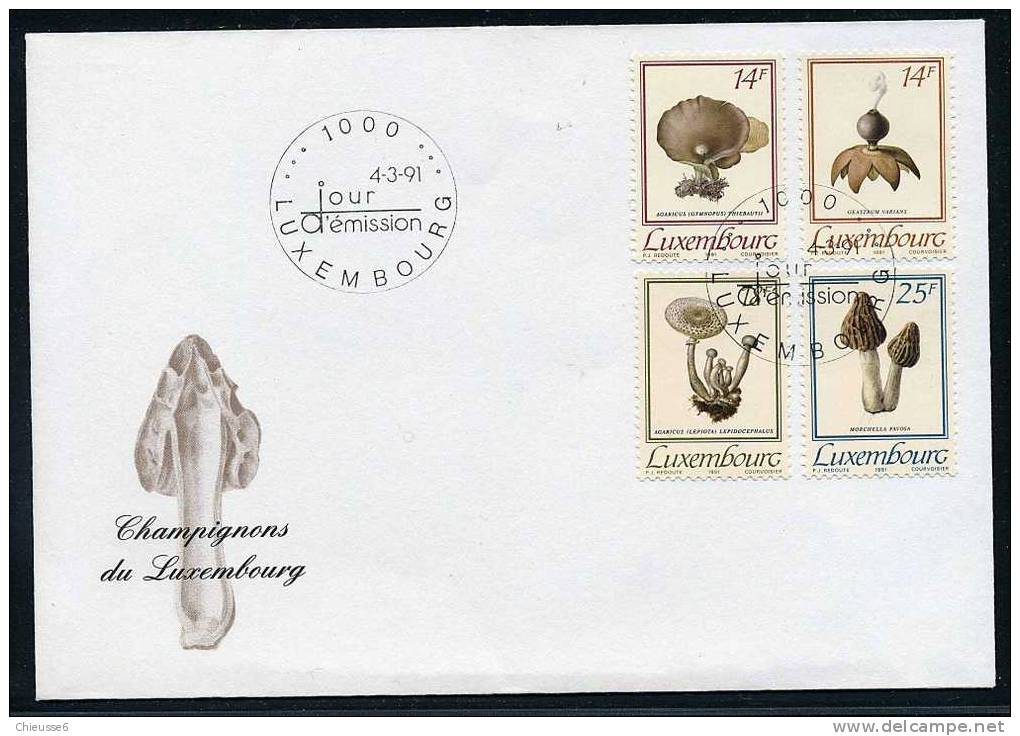 Luxembourg Ob N° 1217 à 1220 Sur Env. 1er Jour - Champignons (11 P35) - Unused Stamps