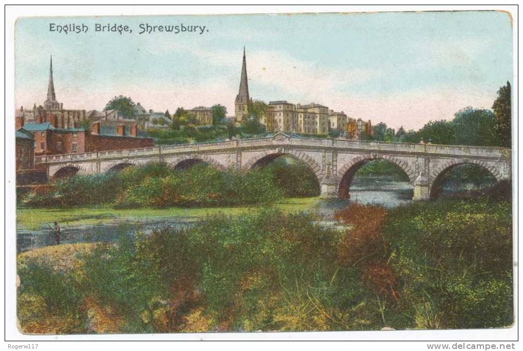 English Bridge, Shrewsbury, 1905 Postcard - Shropshire