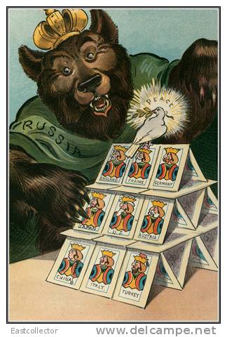 Art  Work Include Bear Playing Card Pigeon Stamped Carte Postal 0624 - Beren