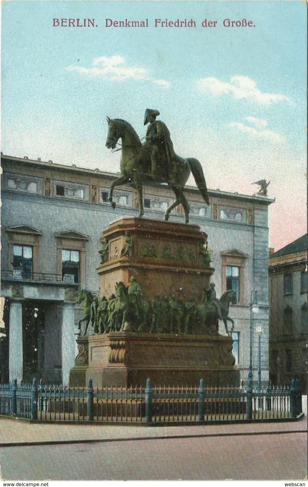 AK Berlin Denkmal Friedrich Der Große Color 1928 #183 - Mitte