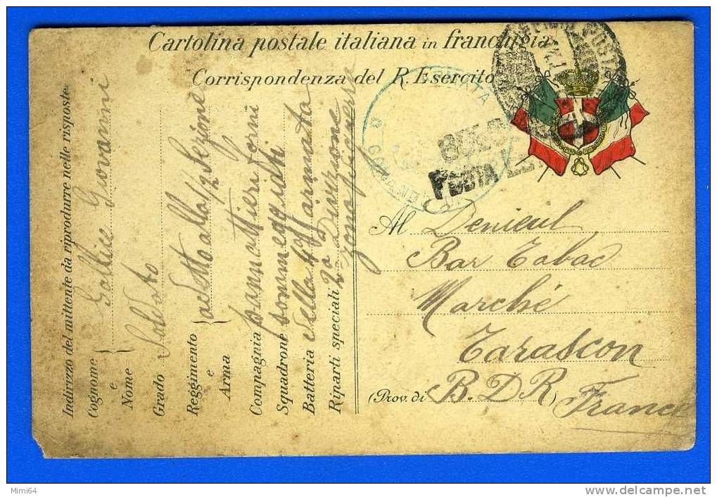 CARTOLINA POSTALE ITALIANA IN FRANCHIGIA . CORRISPONDENZA DEL R . ESERCITO .  GUERRE  1915 . - Arbe & Veglia