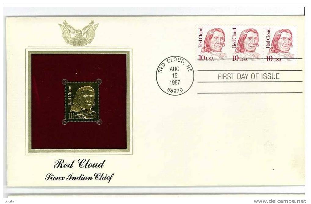 UNUSUAL STAMPS - FDC FIRST DAY COVER - YEAR 1987 - 1 Pcs. USA GOLDEN REPLICAS OF UNITED STATES OF AMERICA  GOLD STAMPS - Sonstige & Ohne Zuordnung