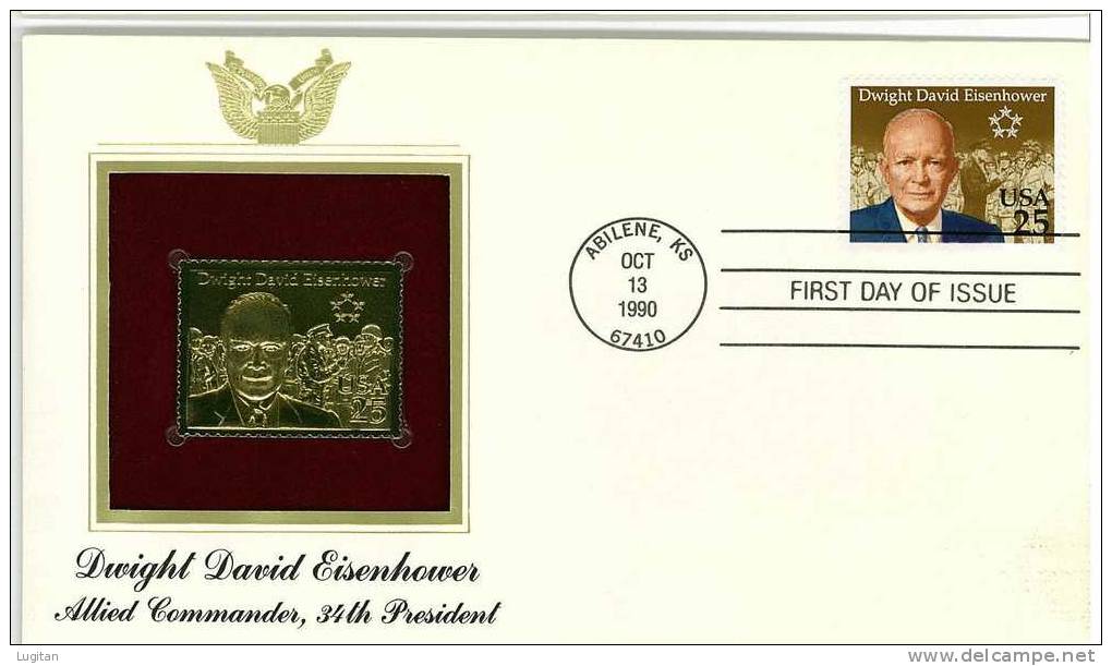 UNUSUAL STAMPS - FDC FIRST DAY COVER - YEAR 1990 - 1 Pcs. USA GOLDEN REPLICAS OF UNITED STATES OF AMERICA  GOLD STAMPS - Andere & Zonder Classificatie
