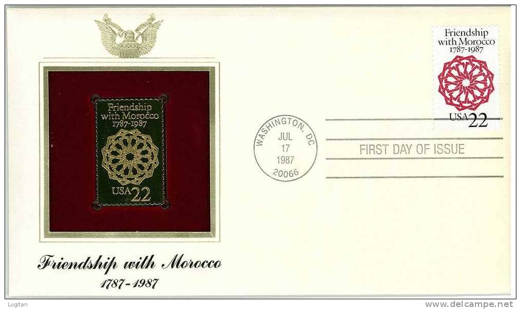 UNUSUAL STAMPS - FDC FIRST DAY COVER - YEAR 1987 - 1 Pcs. USA GOLDEN REPLICAS OF UNITED STATES OF AMERICA  GOLD STAMPS - Autres & Non Classés