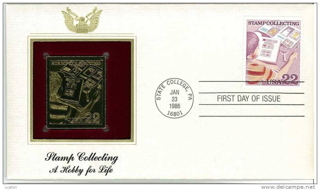 UNUSUAL STAMPS - FDC FIRST DAY COVER - YEAR 1986 - 1 Pcs. USA GOLDEN REPLICAS OF UNITED STATES OF AMERICA  GOLD STAMPS - Other & Unclassified