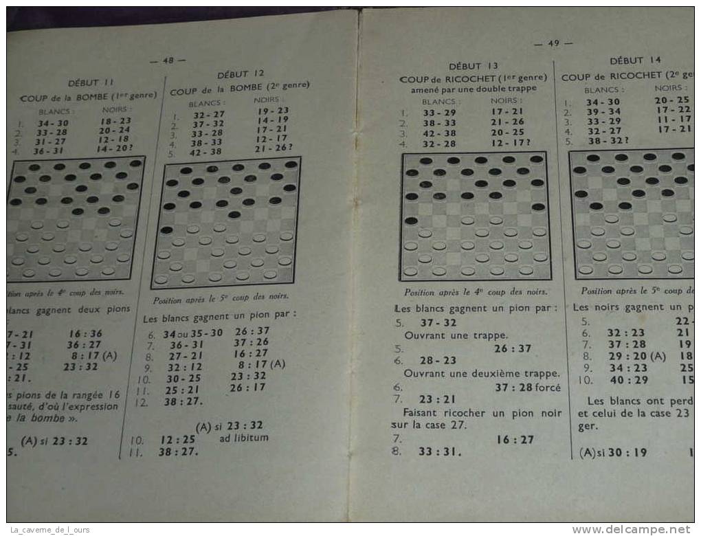 Rare Règle Du Jeu De Dames, Manuel Pour Débutant Et Amateurs De Toute Force, 1941, 184 Diagrammes - Sonstige & Ohne Zuordnung