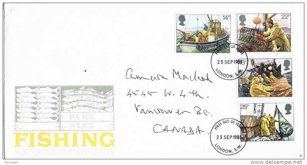 F.D.C. LONDON 1981. Fishing. Pesca. - 1981-1990 Decimal Issues