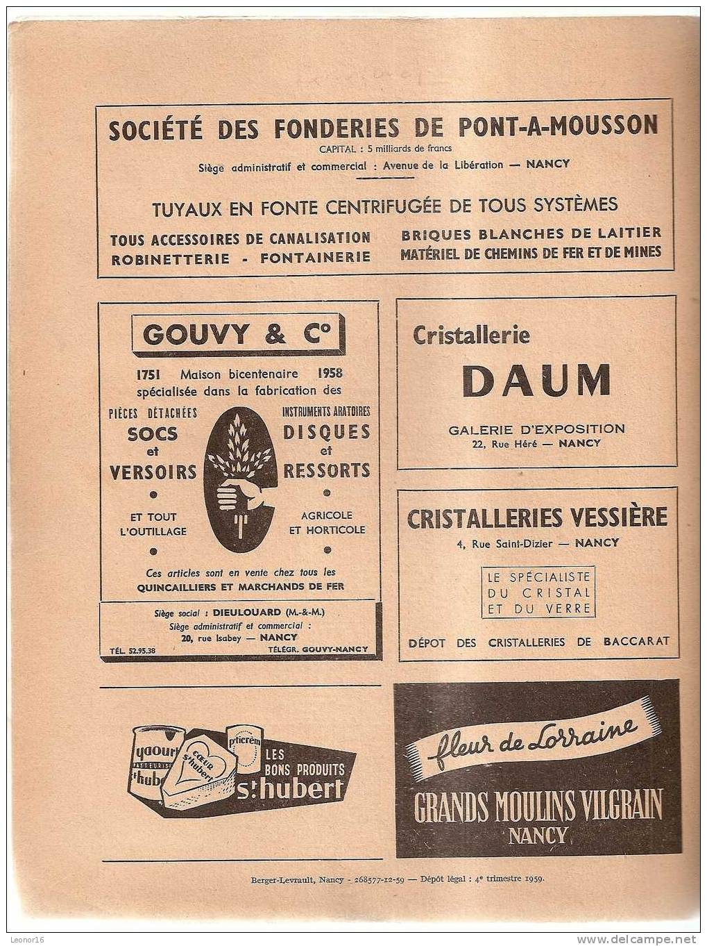 * LE PAYS LORRAIN 1959 - N°3 *   -    REVUE REGIONALE TRIMESTRIELLE ILLUSTREE(26 PAGES)Fondée par Charles SADOUL en 1904