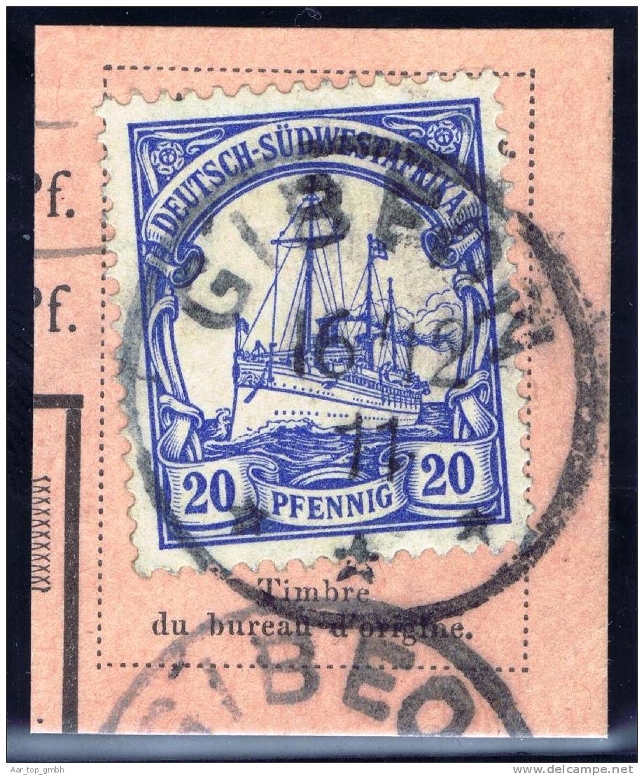 Deutsche Post In Südwestafrika GIBEON 1911-12-16 Mi#14 Voll-Stempel Auf Briefstück - África Del Sudoeste Alemana