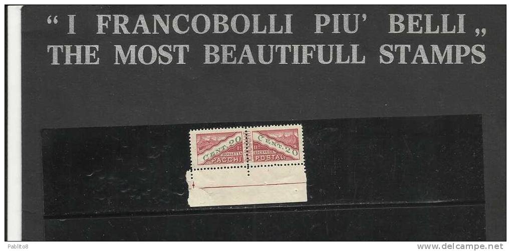 SAN MARINO 1946 PACCHI POSTALI CENT.20 CARTA BIANCA FILIGRANA CORONA DIRITTA MNH - Parcel Post Stamps