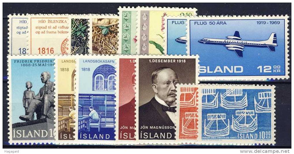 #A111. Iceland 1966-69. 15 Different. MNH(**) - Collections, Lots & Series