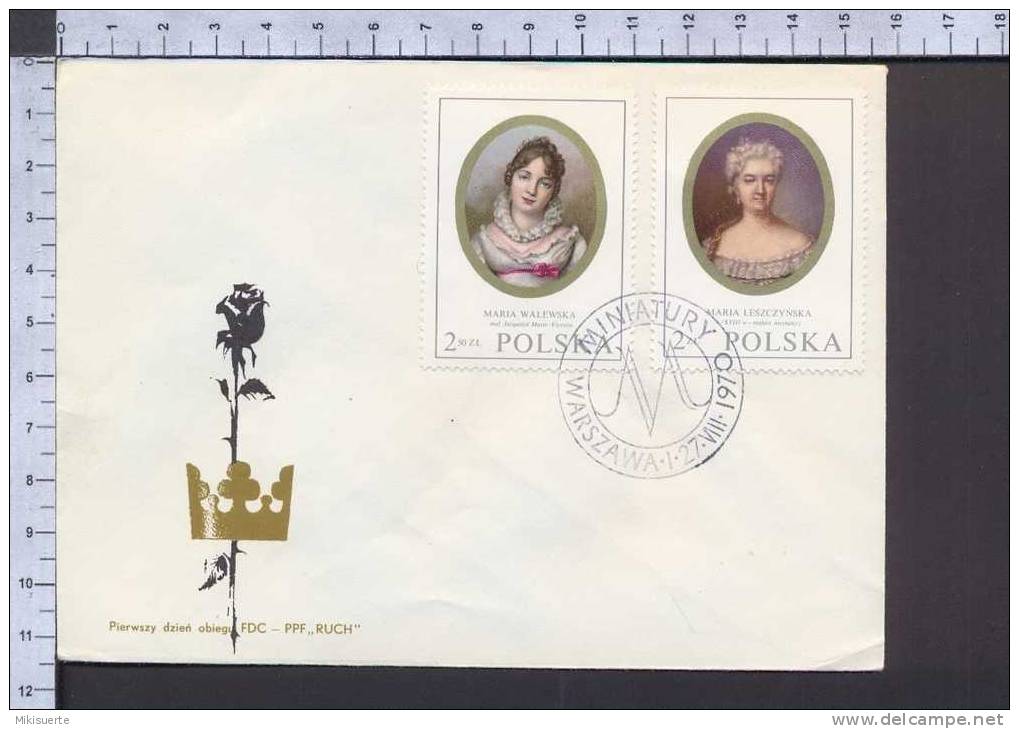 B5416 POLSKA FDC 1970 MARIA WALEWSKA MARIA LESZCZYNSKA POLAND - FDC