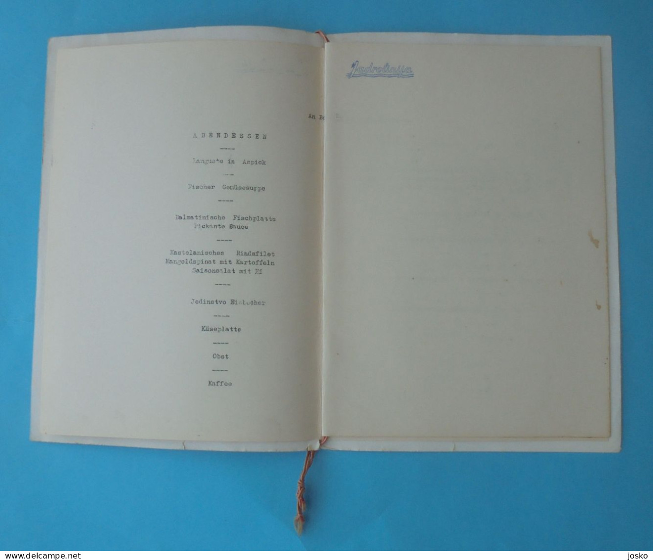 JADROLINIJA Rijeka - Croatia Shipping Company * OLD MENU 1964. * Ship M/s JEDINSTVO * Croatie Kroatien Croazia - Altri & Non Classificati