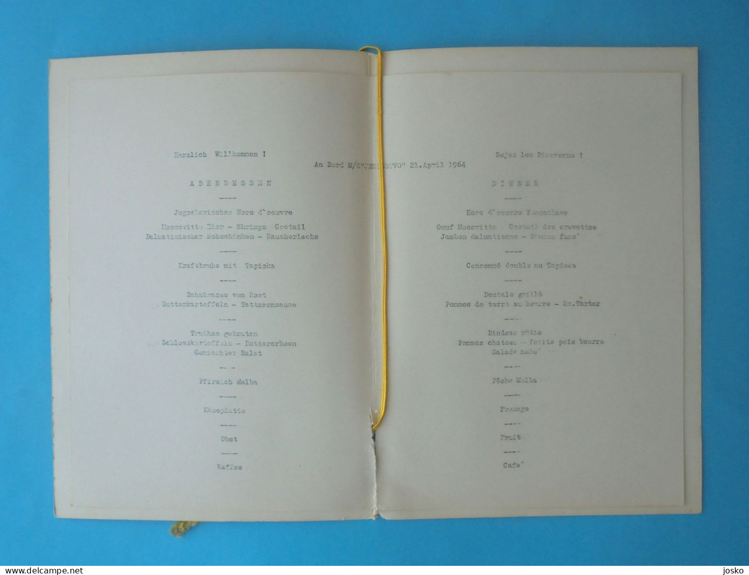 JADROLINIJA Rijeka - Croatia Shipping Company WINE LIST Ship M/s JEDINSTVO 1964. * Menu - Sonstige & Ohne Zuordnung