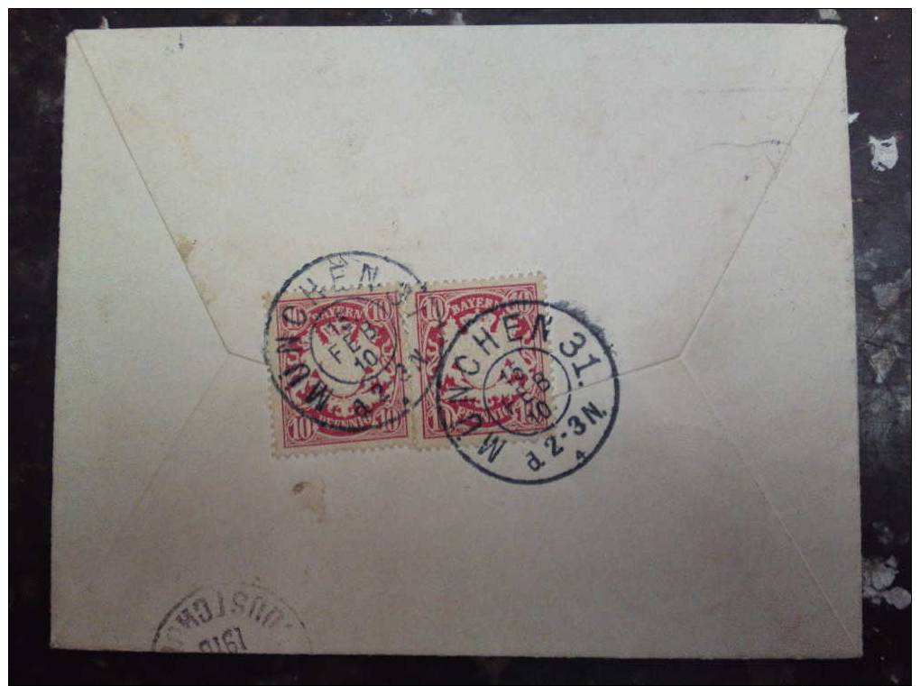 Germany Bayern (Bavaria)Mail Cover,1910 Year.To Bulgaria.2 Photos.in Perfect Condition - Altri & Non Classificati