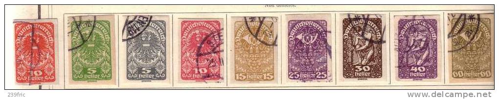 AUTRICHE-ALLEMANDE 1919 SUJETS DIVERS YT206 A YT213 OBLITERES NON DENTELES - Used Stamps