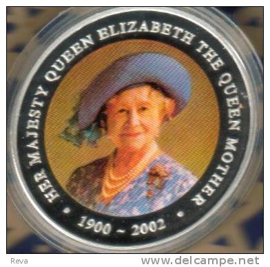 COOK  ISLANDS  $1 QUEEN MOTHER  FRONT COLOURED QEII  BACK 2002 AG SILVER  PROOF READ DESCRIPTION CAREFULLY !!! - Cook