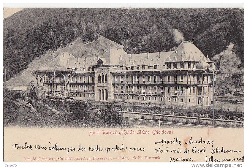 Roumanie - Moldova - Hotel Racovita - Oblitération Craiova - Chateau Des Ramillons Moulins 03 - Rumania