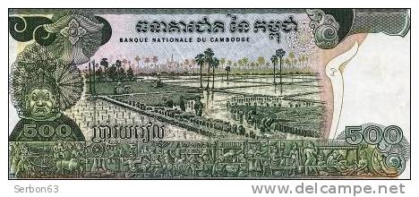 MONNAIE BILLET CAMBODGE ASIE DU SUD-EST 500 RIELS N° 434814 BANQUE NATIONALE DU CAMBODGE