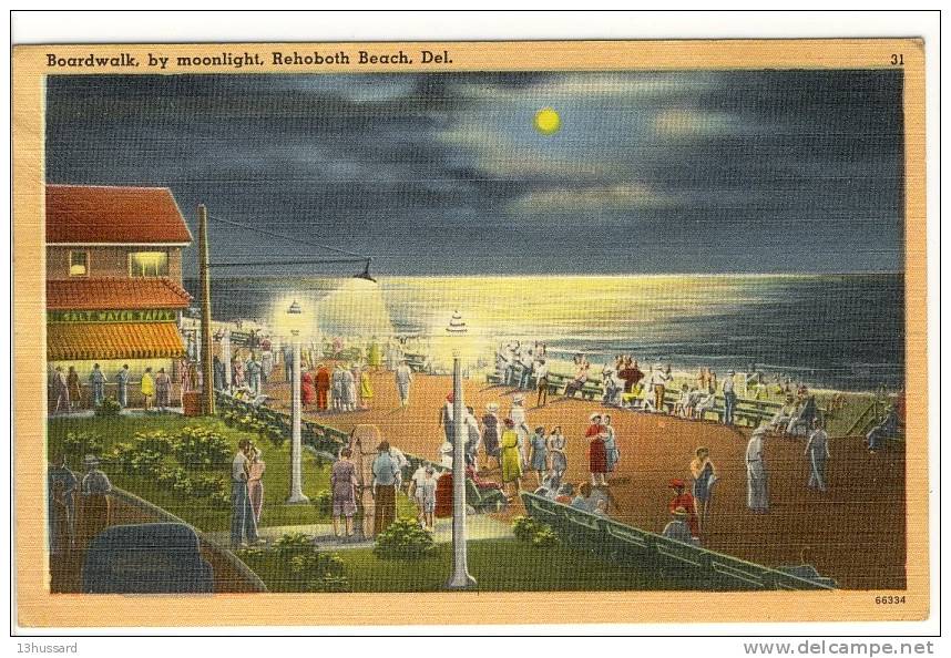 Carte Postale Ancienne U.S.A. - Boarwalk, By Moonlight, Rehoboth Beach, Delaware - Altri & Non Classificati