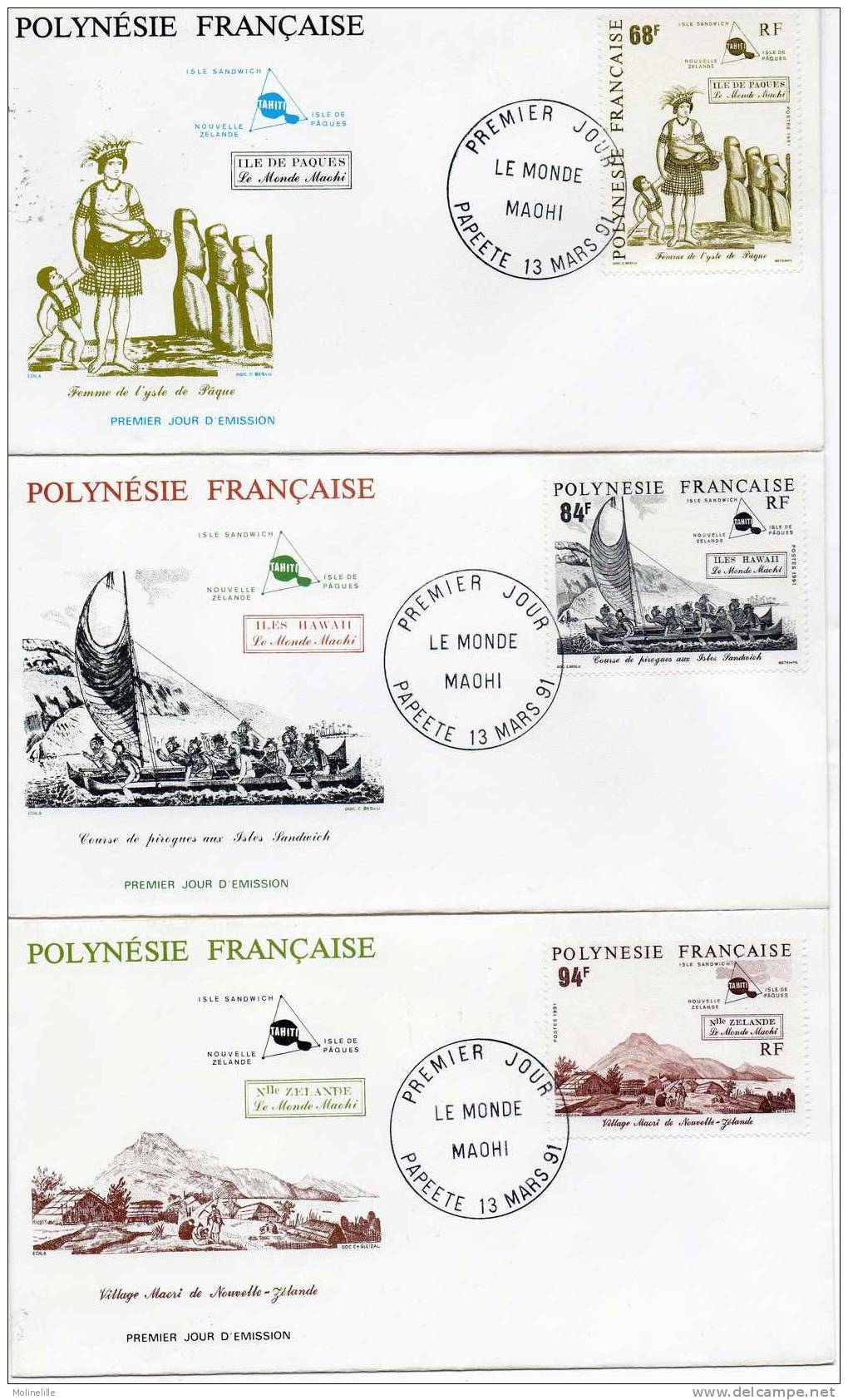 LOT 136 -POLYNESIE - 3 FDC MONDE MAOHI N°379/81 - FDC