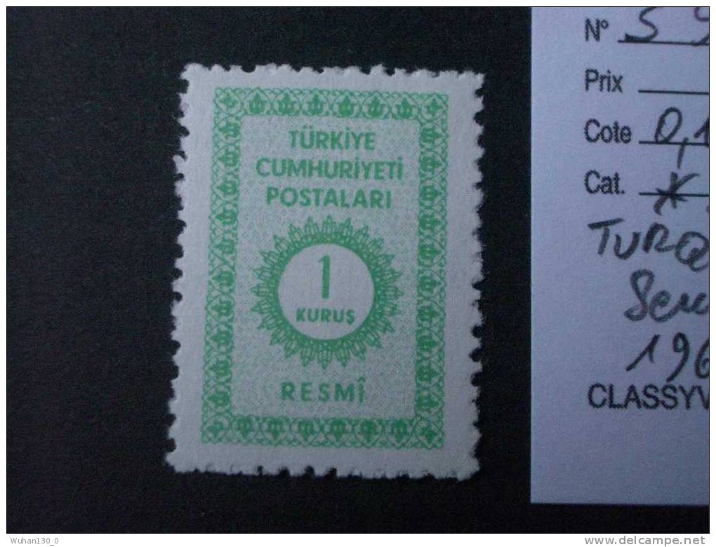 TURQUIE  Service  *  *  De  1965   "  Soleil Dentelé  13 1/2  X  13   "      1  Val - Timbres De Service