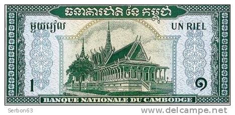 MONNAIE BILLET NEUF CAMBODGE ASIE DU SUD-EST 1 RIEL N° 896238 BANQUE NATIONALE DU CAMBODGE